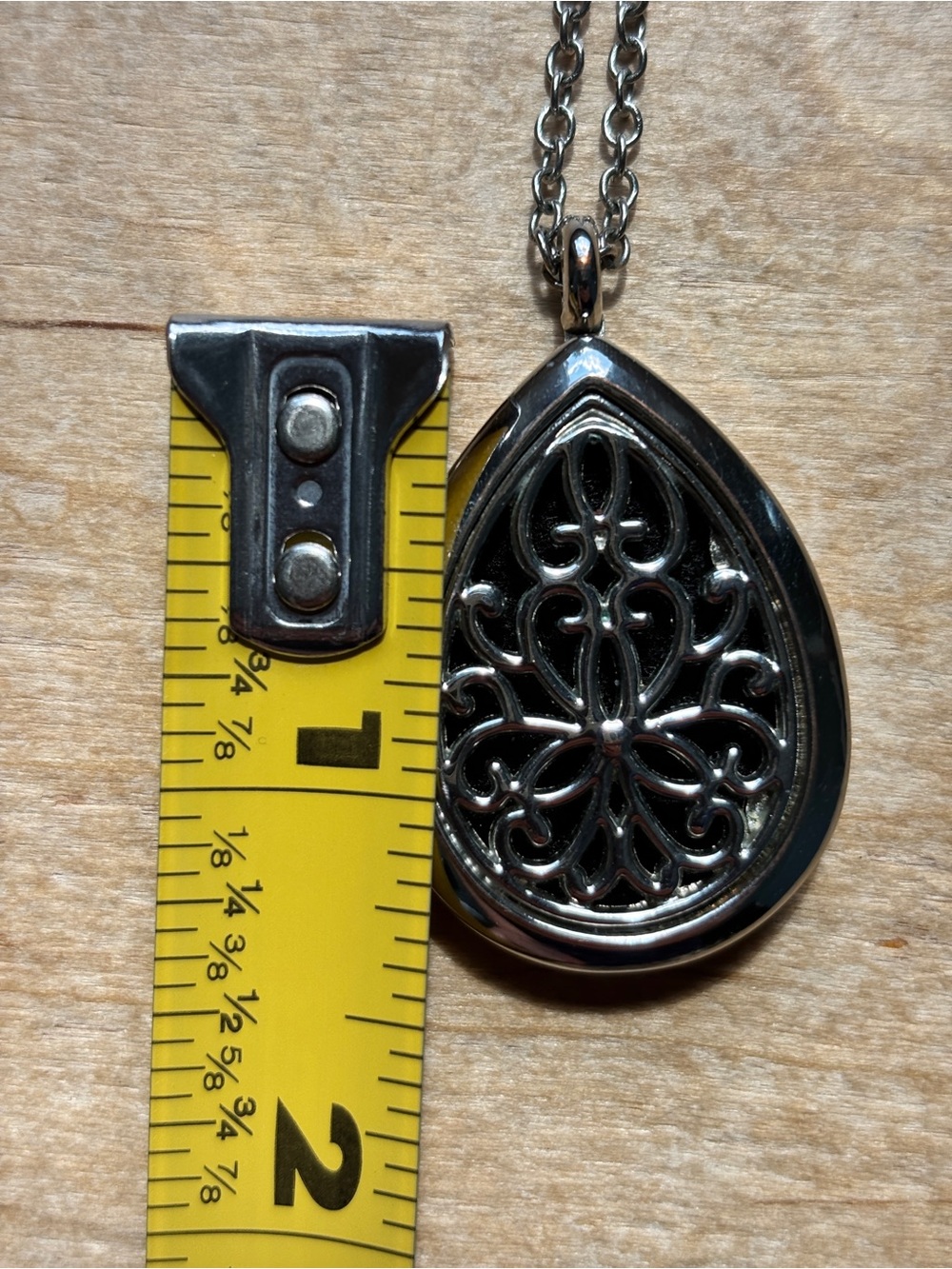 Boho Silver Filigree Teardrop Necklace - Picture 7 of 9